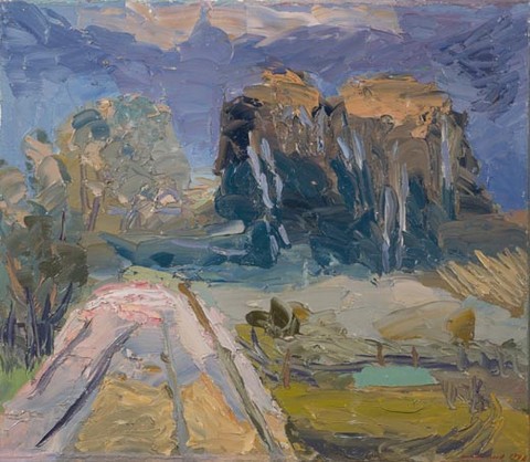 Shadowing dark cloud before sunset. Oil on canvas, H 47 x W 54 cm (H 18.5 x W 21.3 inches). 1992