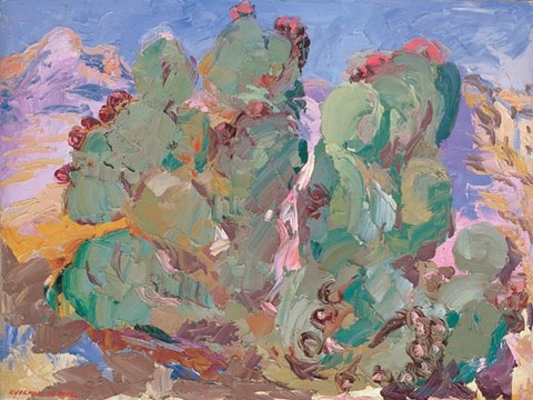 Corsica. Cactus. The Incudine mountain. Oil on canvas, H 60 x W 80 cm (H 23.6 x W 31.5 inches). 2005