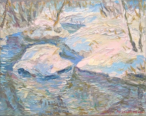In the water abandonned. Oil on canvas, H 40 x W 50 cm (H 15.7 x W 19.7 inches). 2006