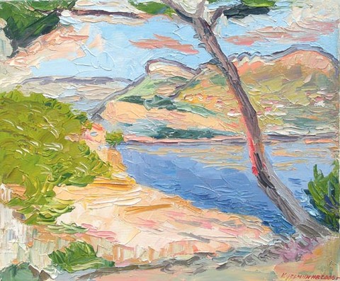 Calanque in Cassis. Oil on canvas, H 46 x W 55 cm (H 18.1 x W 21.7 inches). 2006. Private collection