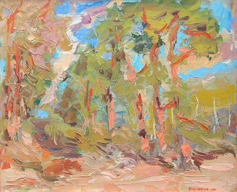 La forêt à Barbizon. Huile sur toile, H 50 x L 60 cm. 2001