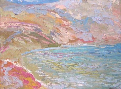 Mountain lake. Oil on canvas, H 60 x W 80 cm (H 23.6 x W 31.5 inches). 2005