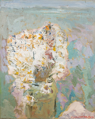 Bouquet of Camomilles. Oil on canvas, H 50 x W 40 cm (H 19.7 x W 15.7 inches). 2007