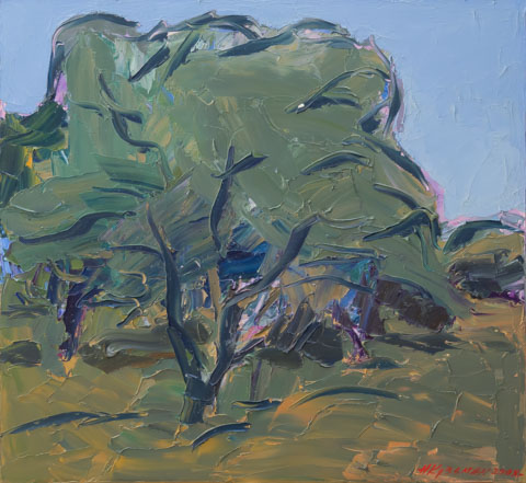 Olive tree garden in Lumbarda. Korčula. Oil on canvas, H 60 x W 65 cm (H 23.6 x W 25.6 inches). 2008