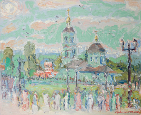 Tsaritsyno. Trinity Day. Oil on canvas, H 50 x W 61 cm (H 19.7 x W 24 inches). 2008
