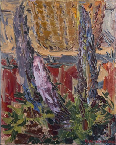 Lupins. Oil on canvas, H 40 x W 33 cm (H 15.7 x W 13 inches). 2001