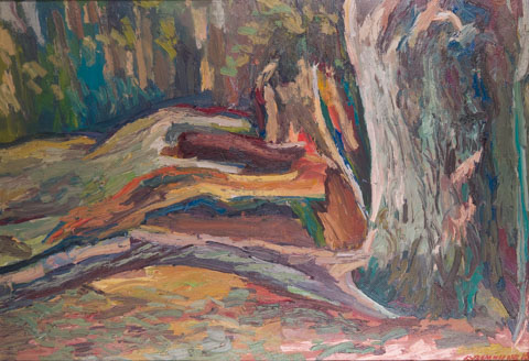 Deux arbres. Huile sur toile, H 70 x L 100 cm. 2018
