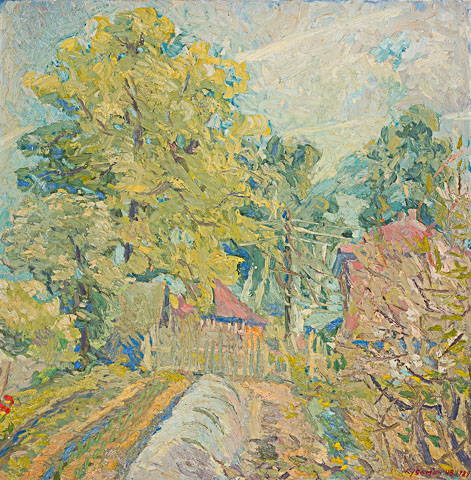 Parents' home. Oil on canvas, H 72 x W 72 cm (H 28.3 x W 28.3 inches). 1989