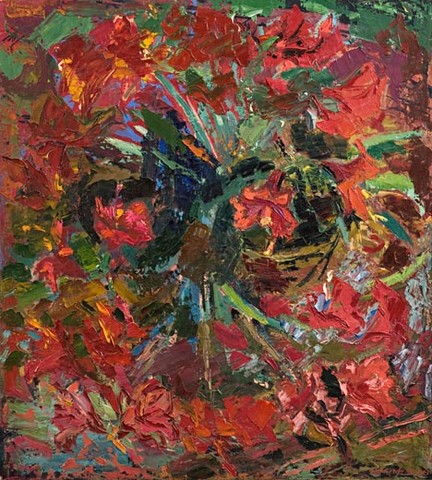 The celebrating sun. Oil on canvas, H 100 x W 90 cm (H 39.4 x W 35.4 inches). 2002