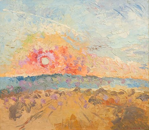 Sunrise in July. Oil on canvas, H 88 x W 100 cm (H 34.6 x W 39.4 inches). 1991