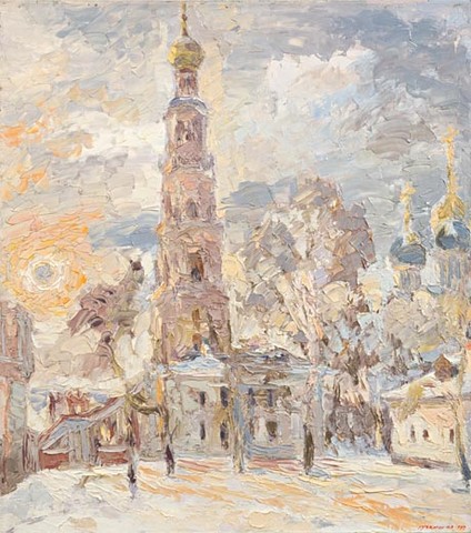 Russian sun (Moscow, the Novodevichy Convent). Oil on canvas, H 100 x W 90 cm (H 39.4 x W 35.4 inches). 1993