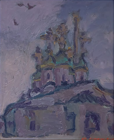 The Church of the Life-Giving Trinity in Listy. Moscow On Sukharevskaya. Oil on canvas, H 61 x W 50 cm (H 24 x W 19.7 inches). 2009