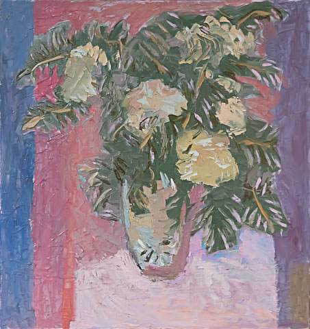 A bouquet of blooming rowanberries. Oil on canvas, H 75 x W 70 cm (H 29.5 x W 27.6 inches). 2005