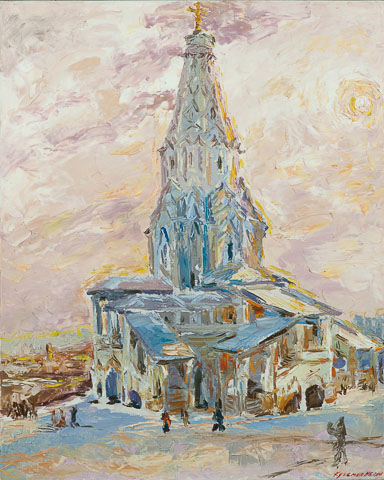 January sun in Kolomenskoye. Ascension. Oil on canvas, H 100 x W 80 cm (H 39.4 x W 31.5 inches). 2008